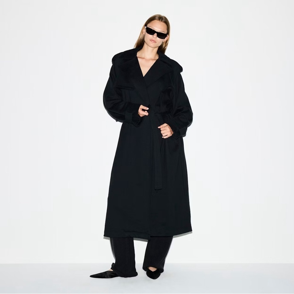 NWT SKIMS Boyfriend‎ Fleece Trench Coat Long Cotton Jacket Size Medium